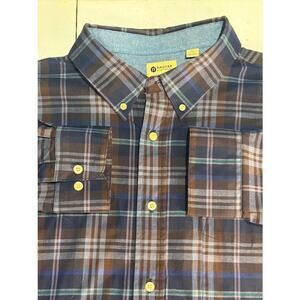 Haggar Stretch Plaid Long Sleeve Button Down Shirt Size XXL NWT